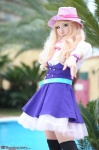 blonde_hair blouse cosplay deep_rabbit hat macross macross_frontier macross_frontier:_itsuwari_no_utahime pleated_skirt saku sheryl_nome skirt thighhighs vest zettai_ryouiki rating:Safe score:0 user:nil!