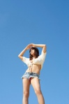 bikini_bottom cleavage croptop denim nishida_mai shorts sweater swimsuit wpb_128 rating:Safe score:2 user:nil!