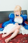 bed blonde_hair braids cosplay dress fate/series fate/stay_night inui_youko saber rating:Safe score:1 user:nil!