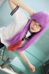 cosplay gintama glasses looking_over_glasses namada purple_hair sailor_uniform sarutobi_ayame school_uniform rating:Safe score:0 user:darkgray