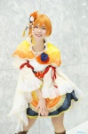 aika_(ii) blouse capelet cosplay hair_ornament hoshizora_rin kneehighs love_live!_school_idol_project miniskirt orange_hair pantyhose sheer_legwear skirt rating:Safe score:0 user:nil!