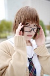 cardigan cosplay glasses looking_over_glasses narihara_riku sailor_uniform school_uniform tagme_character tagme_series tie rating:Safe score:0 user:nil!