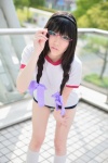 akemi_homura bloomers cosplay glasses hairband hairbows kneehighs popuri puella_magi_madoka_magica tshirt twin_braids rating:Safe score:1 user:pixymisa