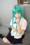 cosplay green_hair hairbow higurashi_no_naku_koro_ni momose_riyu school_uniform sonozaki_shion rating:Safe score:0 user:nil!