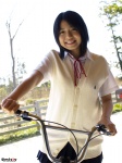 bicycle blouse costume misty_231 nakamura_shizuka pleated_skirt school_uniform skirt sweater_vest rating:Safe score:0 user:nil!