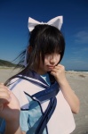 beach cosplay enako enaplus hairbow love_plus ocean ponytail sailor_uniform school_uniform takane_manaka rating:Safe score:0 user:nil!