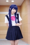 anri blouse blue_hair cosplay furude_rika higurashi_no_naku_koro_ni pleated_skirt school_uniform skirt suspenders rating:Safe score:0 user:nil!