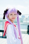 cosplay hair_ribbons hiiragi_kagami lucky_star momiji purple_hair sailor_uniform school_uniform twintails rating:Safe score:0 user:nil!