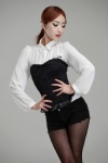 black_legwear blouse corset minah pantyhose ponytail shorts rating:Safe score:0 user:nil!