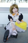 apron cosplay dress hairbow koizumi_hanayo love_live!_school_idol_project maid maid_uniform sakiko thighhighs white_legwear zettai_ryouiki rating:Safe score:0 user:nil!