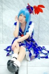 blouse blue_hair cosplay hat jumper kamishirasawa_keine maropapi socks touhou rating:Safe score:3 user:nil!