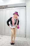 blouse chisaka_taki cosplay fishnet_pantyhose hat megurine_luka pantyhose pink_hair sheer_legwear suit vest vocaloid rating:Safe score:0 user:pixymisa