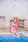 bikini_top cosplay hair_ribbons kaname_madoka mashiro_yuki miniskirt pink_hair pool puella_magi_madoka_magica skirt swimsuit twintails wet rating:Safe score:0 user:nil!