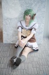 cosplay green_hair hairbow kokoa_shiroi pleated_skirt sailor_uniform school_uniform shigure_asa shuffle! skirt socks rating:Safe score:1 user:nil!
