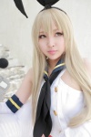 blonde_hair cosplay elbow_gloves gloves hairbow kantai_collection na-san sailor_uniform school_uniform shimakaze_(kantai_collection) stripe_(photoset) rating:Safe score:1 user:nil!