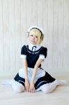 apron blonde_hair cosplay hayase_ami headband maid maid_uniform original thighhighs rating:Safe score:0 user:pixymisa
