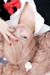blonde_hair blouse blue_eyes bow cardigan cosplay danganronpa enoshima_junko hair_clips takanashi_maui tie twintails rating:Safe score:0 user:pixymisa