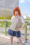 blouse cosplay misaka_mikoto orange_eyes orange_hair pleated_skirt ryo_(iv) skirt sweater to_aru_kagaku_no_railgun rating:Safe score:0 user:pixymisa