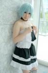 ayanami_rei blue_hair collar corset cosplay miniskirt neon_genesis_evangelion saki skirt thighhighs zettai_ryouiki rating:Safe score:0 user:nil!