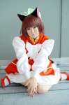 amamiya_shion animal_ears cat_ears chen cosplay dress hat socks tail touhou rating:Safe score:3 user:nil!