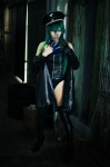 bodysuit corset cosplay green_hair jacket knives leggings pantyhose takamura_aoi thigh_straps yurikawa_saki zombie-ya_reiko rating:Safe score:1 user:nil!