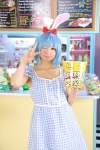 akirabbit animal_ears blue_hair bunny_ears cosplay dress hairband hairbow itsuki_akira original rating:Safe score:1 user:nil!