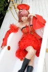 another_blood boots cosplay cuffs demonbane dress lace pantyhose pink_hair rou ruffles rating:Safe score:1 user:nil!