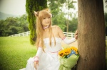 animal_ears choker cosplay detached_sleeves dress hair_ribbons horo orange_hair rococo spice_and_wolf whistle_around_the_world wolf_ears rating:Safe score:0 user:nil!