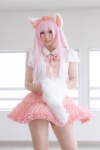 animal_ears blouse cat_ears cosplay enacat_(white_version) enako hairband miniskirt original paw_gloves pink_hair skirt rating:Safe score:2 user:nil!