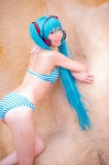 aqua_hair bikini cosplay hatsune_miku headset mashiro_yuki project_diva swimsuit twintails vocaloid rating:Safe score:0 user:nil!