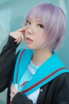 cardigan cosplay glasses ibara nagato_yuki purple_hair sailor_uniform school_uniform suzumiya_haruhi_no_yuuutsu rating:Safe score:0 user:nil!
