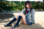 blouse cardigan inamori_miyu kneesocks pleated_skirt school_uniform skirt rating:Safe score:2 user:nil!