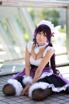 apron bow choker cleavage cosplay hairband hair_ribbons love_live!_school_idol_project maid maid_uniform petticoat purple_hair thighhighs tojo_nozomi twintails uri wristband rating:Safe score:2 user:pixymisa