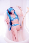 aqua_hair bathroom bathtub bikini cleavage cosplay hatsune_miku headset mashiro_yuki project_diva swimsuit twintails vocaloid rating:Safe score:0 user:nil!