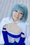 blue_hair bustier cape cosplay detached_sleeves gloves lingerie miki_sayaka mizusawa_nanaka pleated_skirt puella_magi_madoka_magica skirt rating:Safe score:0 user:nil!