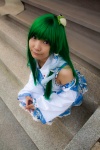 cosplay detached_sleeves green_hair kochiya_sanae lenfried miniskirt skirt socks touhou rating:Safe score:0 user:nil!