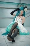 aqua_eyes aqua_hair cosplay dress elbow_gloves flower gloves hatsune_miku headdress just_a_game_(vocaloid) maropapi necklace petticoat slip thighhighs tiered_skirt twintails vocaloid rating:Safe score:2 user:pixymisa