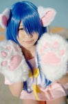 animal_ears blue_hair cat_ears cosplay croptop ikkitousen itsuki_akira kanu_unchou paw_gloves pleated_skirt sailor_uniform school_uniform skirt rating:Safe score:1 user:nil!