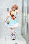 aikatsu! cosplay dress nanami_mei oozora_akari orange_hair side_ponytail thighhighs tiara white_legwear zettai_ryouiki rating:Safe score:0 user:nil!