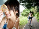 bag bicycle bra cookie denim flannel_shirt minami_akina plaid shorts striped rating:Safe score:0 user:nil!