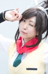 asuka_(senran_kagura) blouse cosplay gauntlets hairbow katana scarf senran_kagura sumika sweater sword tie rating:Safe score:0 user:pixymisa