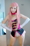 bodysuit choker corset cosplay elbow_gloves gloves hirano_kurita isora_hibari mawaru_penguindrum pantyhose pink_hair rating:Safe score:6 user:nil!