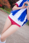 blue_hair buruma cosplay furude_rika gym_uniform higurashi_no_naku_koro_ni kneesocks pantyhose sheer_legwear shorts tshirt tsun rating:Safe score:1 user:nil!