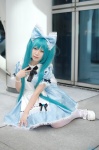 alice_in_musicland_(vocaloid) aqua_hair cosplay dress hairbow hatsune_miku thighhighs twintails vocaloid yaya rating:Safe score:0 user:nil!