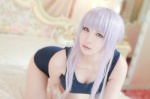 bed cleavage cosplay danganronpa kirigiri_kyouko kirigiri_to_celestia_san_danganronpa lechat pantyhose purple_hair school_swimsuit sheer_legwear swimsuit rating:Safe score:0 user:nil!