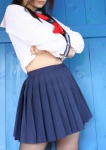 black_legwear chiyoko_6 chocoball cosplay original pantyhose pleated_skirt sailor_uniform school_uniform shirt_lift skirt twintails rating:Safe score:2 user:nil!