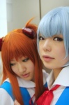 ayanami_rei blue_hair cosplay namada neon_genesis_evangelion orange_hair saya school_uniform soryu_asuka_langley twintails rating:Safe score:1 user:nil!