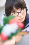 cosplay flower glasses ichigo_100 kneesocks pleated_skirt rinami sailor_uniform school_uniform skirt strawberry toujou_aya rating:Safe score:0 user:nil!