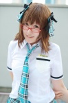 amami_haruka blouse cosplay glasses hairbows hoshino_kana idolmaster pleated_skirt school_uniform skirt tie rating:Safe score:0 user:nil!