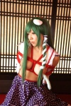 blouse bound cleavage cosplay detached_sleeves green_hair hanamura_misaki kochiya_sanae miko open_clothes rope skirt touhou touhou_kinbauchou rating:Safe score:0 user:nil!